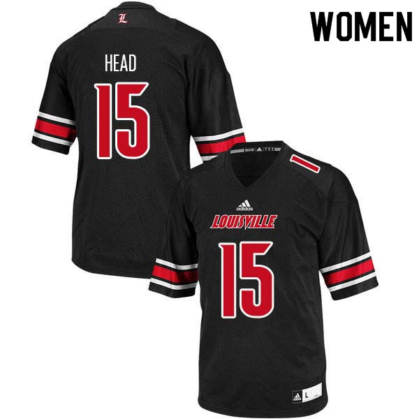 Women Louisville Cardinals #15 Quen Head College Football Jerseys Sale-Black